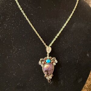 Elegant Purple and Turquoise Pendant Necklace- Nicky Butler